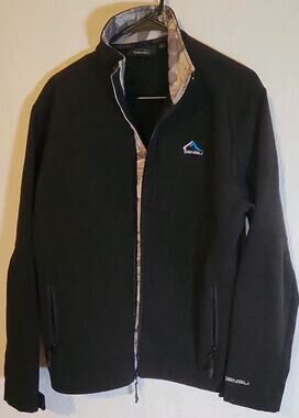 Denali Men's Black Full Zip‎ Softshell Jacket Stand-Up Collar Zip Pockets Sz S